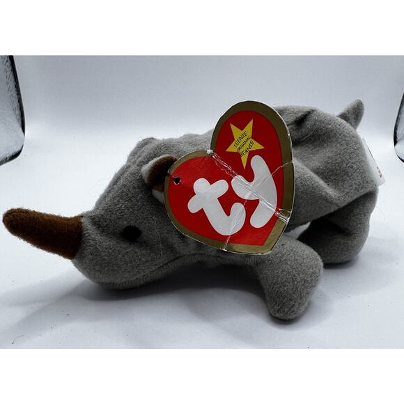 TY Beanie Baby Babies Plush Stuffed Animal Spike Rhinoceros Rhino 1999 - Picture 1 of 8